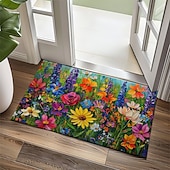 preiswerte Fußmatten-Blumen Fußmatte Küchenteppich Bodenmatte Rutschfeste Fläche Teppich Ölresistenter Teppich Innen Außenmatte Schlafzimmerdekor Badezimmermatte Eingangs teppich Frühling Sommer