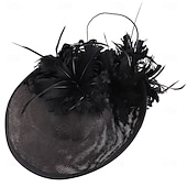 baratos Capacete de Casamento-Peça para Cabeça Sinamay Casamento Festa de Noite Elegante Casamento Com Penas Capacete Chapéu