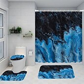 preiswerte Duschvorhänge-Marmor Muster Duschvorhang Set 200 cm hoch duschvorhang waschbar 4-teiliges abstraktes wasserfester Polyester mit rutschfester Badezimmermatte beinhaltet 12 Haken für Badezimmer