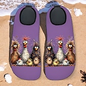 cheap Graphic Print Shoes-Men&#039;s Funny Beach Water Shoes - Cartoon Chicken Print, Quick-Dry Aqua Socks for Swimming, Surfing &amp; Outdoor Activities