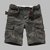 baratos Clássico-Homens Bermuda Cargo Shorts camuflados Shorts de verão Botões Bolso multi Bolso com aba Tecido Côr Camuflagem camuflagem Conforto Vestível Comprimento do joelho Ao ar livre Esporte Diário Moda Casual