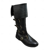 cheap Footwear-Medieval Renaissance Shoes Knee High Boots Flat Jazz Boots Pirate Viking Crusader Men&#039;s Celtic Pirate Halloween Masquerade Performance Party &amp; Evening LARP Adults&#039; Shoes