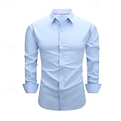 cheap Men&#039;s Non Iron Shirts-Men&#039;s Shirt Dress Shirt Button Up Shirt Solid / Plain Color Wedding Daily Black White Red Sky Blue Long Sleeve Turndown Spring &amp;  Fall Clothing Apparel Patchwork