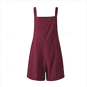 preiswerte Hose-Damen Normal Leinen-inspirierte Hosen Lässig Einfarbig Ärmellos U-Ausschnitt Knöpfe Täglich Ausgehen Normale Passform Schwarz Blau Fuchsie Sommer