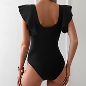 abordables Maillots de bain une pièce-Femmes Maillots de Bain Une Pièce Maillot de bain Patchwork Tropical Tenues de plage Bloc de Couleur Fil en V Sans manches Maillots de bain