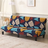 billiga Futon soffa-jacquardtyg armlös bäddsoffa överdrag soffa nyår dekor överdrag stretchskydd elastiskt bänkskydd