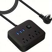 お買い得  家庭用器具-1個の電源タップサージプロテクタフラットプラグデスクトップ充電ステーション、過負荷保護機能付き、ホームオフィス旅行用コンピュータ用