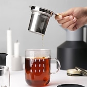 cheap Drinkware-Tea Infuser for Loose Tea Extra Fine Mesh Tea Strainer Stainless Steel Tea Steeper with Large Capacity Easy to Clean Single Handle for Hanging on Mugs Cups Teapot