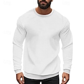 preiswerte Basic-T-Shirts-Herren T Shirt T-Shirt Langarmshirt Langarm Rundhalsausschnitt Sommer Frühling Einfach Mode Designer Basic Jacquard Urlaub Straße Ausgehen Schwarz Weiß Khaki Top T-Shirt für Herren