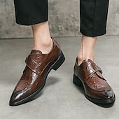 baratos Formal-sapatos formais masculinos estilo monge em couro sintético com padrão de crocodilo brilhante, design elegante com fecho de fivela para eventos empresariais e formais