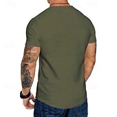 preiswerte Lässige T-Shirts für Herren-Herren T Shirt T-Shirt Kurzarmshirt Kurzarm Rundhalsausschnitt Sommer Einfach Mode Designer Basic Klassisch Urlaub Straße Ausgehen Schwarz Khaki Hellgrau Top T-Shirt für Herren