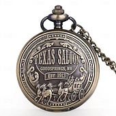 baratos RELÓGIO DE BOLSO-Relógio de bolso quartz masculino e feminino com distintivo de carruagem de cowboy ocidental 1913 Melhor presente de festival Relógio para estudantes