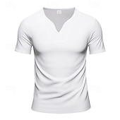 preiswerte Basic-T-Shirts-Herren T Shirt T-Shirt Kurzarmshirt Kurzarm V Ausschnitt Sommer Einfach Mode Designer Basic Klassisch Urlaub Straße Ausgehen Schwarz Weiß Orange Top T-Shirt für Herren