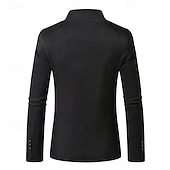 abordables Blazers Clásicos para Hombres-Hombre Graduación chaqueta Negocio Fiesta de Cóctel Fiesta de Boda Moda Casual Primavera Otoño Poliéster Plano Botones Bolsillo Cómodo Botonadura Simple Chaqueta de sport Negro Blanco Rojo Color Caquí