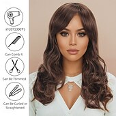 levne Syntetické trendy paruky-Syntetické paruky Vlnitá Curly Weave Vrstvený střih Hluboké rozdělení na stroji Paruka 22&quot; A1 Umělé vlasy Dámské Měkký povrch Klasické Pohodlné Hnědá