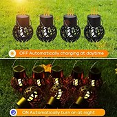 cheap Landscape Lights-4 Pcs Led Outdoor Solar Lights Patio Lights Powered Small Hanging Ball Flame Lamp Hollow Hanging Lamp Tree Branch Atmosphere Led Lamp Courtyard Garden Pendant Light