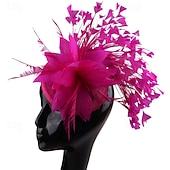 baratos Capacete de Casamento-Peça para Cabeça Penas Sinamay Casamento Festa de Noite Elegante Casamento Com Penas Capacete Chapéu