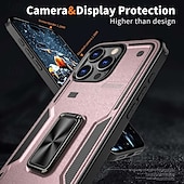 levne Pouzdra pro iPhone-telefon Carcasă Pro iPhone 16 Pro Max Plus iPhone 15 Pro Max Plus iPhone 14 13 12 Pro Max Plus Zadní kryt Držák na prsteny Magnetické Nárazuvzdorné Retro TPU PC