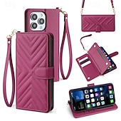 Χαμηλού Κόστους iPhone Θήκες-τηλέφωνο tok Για iPhone 16 Pro Max Plus iPhone 15 Pro Max Plus iPhone 14 13 12 11 Pro Max Plus Αναποδογυρίστε το κάλυμμα με βάση στήριξης με τον Lanyard με λουράκι καρπού Ρετρό TPU PU δέρμα