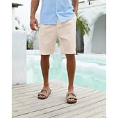 economico Vacanza-Per uomo Pantaloncini Pantaloncini di lino Pantaloncini estivi Pantaloncini da spiaggia Abbottonare Tasche Liscio Comfort Traspirante Breve Da mare Per eventi Spiaggia Hawaiano Boho Nero Bianco