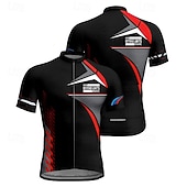 abordables Maillots pour hommes-Homme Maillot de cyclisme Géométrique Manche Courte Cyclisme T-shirt Maillot avec 3 poches arrière VTT Vélo tout terrain Séchage Rapide Design Anatomique Évacuation de l&#039;Humidité Respirant Des sports