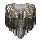 levne Šály a šátky-Retro Řvoucí 20s 20. léta 20. století šátek Wrap Přehozy přes ramena Velký Gatsby Buben dívka Flitry Třásně Maškarní kostým Dámské Karneval Svatební Večerní oslava Plesová maškaráda Dospělé Šátek