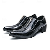 お買い得  オックスフォードシューズ-メンズ ブルー パテントレザー クロコダイルプリント ジッパー シューズ - イブニングウェアや高級な集まりに最適な高級フットウェア