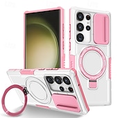 お買い得  サムスン用ケース-Samsung Galaxy S24 Ultra Plus S24 FE S23 Ultra Plus S22 Plus Ultra用電話ケーススタンドホルダー付きマグネットサポートワイヤレス充電レトロPC