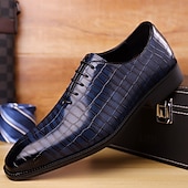 abordables Officiel-Richelieus à lacets en cuir cognac motif crocodile pour homme : chaussures sophistiquées pour professionnels