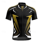 cheap Men's Jerseys-Men's Cycling Jersey Geometric Short Sleeve Bike Tee Tshirt Jersey with 3 Rear Pockets Mountain Bike MTB Quick Dry Anatomic Design Wicking Breathable Sports Yellow Red Blue Clothing Apparel