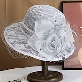 billiga Festhattar-Hattar polyester solhatt semester teparty hästkapplöpning cocktail elegant vintage solskydd med fjäder blommigt huvudbonad