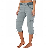 economico pantaloni cargo da donna-Per donna Taglia EU / US Semi-lungo Moda Casual Lunghezza al ginocchio Naturale Semplice Base Confortevole Inelastico Casual Quotidiano Giacinto Tessuto almond Nero 3 # Bianco Estate Primavera