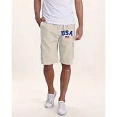 お買い得  クラシック-男性用 カーゴショーツ ショーツ サマーショーツ ドローストリング 弾性ウエスト マルチポケット 米国旗 履き心地よい 耐久性 膝丈 アウトドア スポーツ 日常 ファッション カジュアル ライト