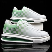 abordables Occasionnel-Baskets tendance à carreaux blancs et verts pour hommes avec semelle coussinée - chaussures décontractées élégantes pour le printemps et l&#039;été