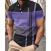  Ανδρικά Πουκάμισο γκολφ Μπλουζάκια Golf Polos Causal Δουλειά Πέτο Κοντομάνικο Βασικό Μοντέρνα Ριγέ Κουρελού Κουμπιά Καλοκαίρι Κανονικό Ροζ+Πορτοκαλί Σκούρο Ροζ Γκρίζο Πουκάμισο γκολφ