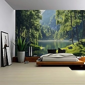 Недорогие пейзаж гобелен-Природный пейзаж Подвесной гобелен Мурал Искусство Широкоформатный гобелен Мурал Декорация Фоновое фото Одеяло Занавеска Декор для дома Спальня Гостиная