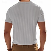 abordables Camiseta informal tipo henley-Hombre Camiseta con botones Camiseta Henley Shirt Tee Manga Corta Henley Verano Primavera Plano Moda Design Básico Jacquard Vacaciones Calle Noche Negro Blanco Rojo Camiseta superior para hombre