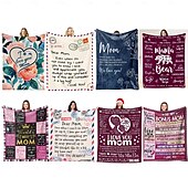 economico Coperte e plaid-coperta per la festa della mamma, una lettera alla mamma, regalo per la festa della mamma, coperta morbida e accogliente, regalo perfetto per la mamma, motivo floreale o a cuore, calda e confortevole