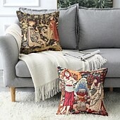 billiga Vintage stil-Vintage Medeltida Dekorativa Toss Kuddar Täcke 1PC Mjuk Fyrkantig Soffa Kuddfodral Kuddöverdrag för Sovrum Vardagsrum Soffstol