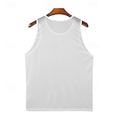 billiga Gym-toppar-Herr Linne Väst Ärmlös Rund halsringning Sommar Slät Mode Modern Stil Nät Transparent Gata Helgdag Svart Vit Orange Topp t-shirt för män