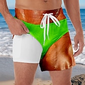 billige Geometrisk trykk-Herre Fargeblokk Morsom kostyme Fôret shorts 2 i 1 svømmeshorts Badeshorts Medium Midje Hawaiisk Feriereise Strand Klær Sidelommer Med kompresjonsforing Elastisk snøring i midjen Designer Klær