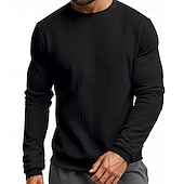 preiswerte Basic-T-Shirts-Herren T Shirt T-Shirt Langarmshirt Langarm Rundhalsausschnitt Sommer Frühling Einfach Mode Designer Basic Jacquard Urlaub Straße Ausgehen Schwarz Weiß Khaki Top T-Shirt für Herren