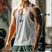 ieftine Tricouri de Sală-Bărbați Bluză Vestă Cămașă fără mâneci Tricou Gym Muscle Fără manșon În U Vară Simplu Modă Clasic Comfortabil Casual Sport Concediu Negru Alb Galben Top tricou pentru bărbați