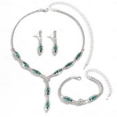 voordelige Sieradensets-Bruidssieradensets 3 Gesimuleerde diamant 1 Ketting 1 Armband Oorbellen Dames Klassiek Zoet Schattig Klassiek Liefde Kostbaar Sieraden set Voor Bruiloft Lahja
