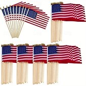 お買い得  ガーデンフラッグ、バナー-1個 USアメリカン Stick Flags 小型ミニUSA手持ちフラッグ 7月4日装飾、退役軍人パーティー、メモリアルデー