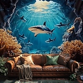 cheap Ocean Beach Tapestry-Landscape Ocean Undersea Hanging Tapestry Wall Art Large Tapestry Mural Decor Photograph Backdrop Blanket Curtain Home Bedroom Living Room Decoration