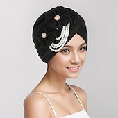 abordables Coiffure de mariage-Coiffure Mélange Polyester / Coton Chapeau souple Turbans Mariage Soirée Rétro Avec Perle Perlage Casque Couvre-chef