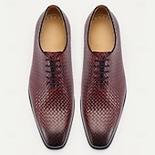 cheap Classic Dress Shoes-Men&#039;s Oxfords Leather Italian Full-Grain in Rich Burgundy - Sophisticated for Office Wear and Kentucky Derby