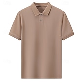 preiswerte Herren Elite Polo-Herren Polo Strick-Polopullover Formell Arbeit Umlegekragen Kurzarm Einfarbig Button-Down Frühling Wein Dunkelgrau Schwarz Weiß Hellgrün Khaki Polo