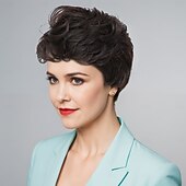 お買い得  古いかつら-人工毛ウィッグ スパイラルカール タイトなカール ミドル部 アシメントリー・ヘアカット ディープパーティー 機械製 かつら 10 インチ A1 合成 女性用 クラシック 快適 カラーグラデーション マルチカラー